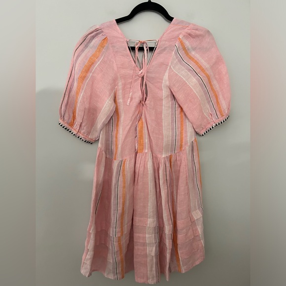 LEMLEM x HM Pink Orange Striped Linen Mini Dress - Picture 4 of 8